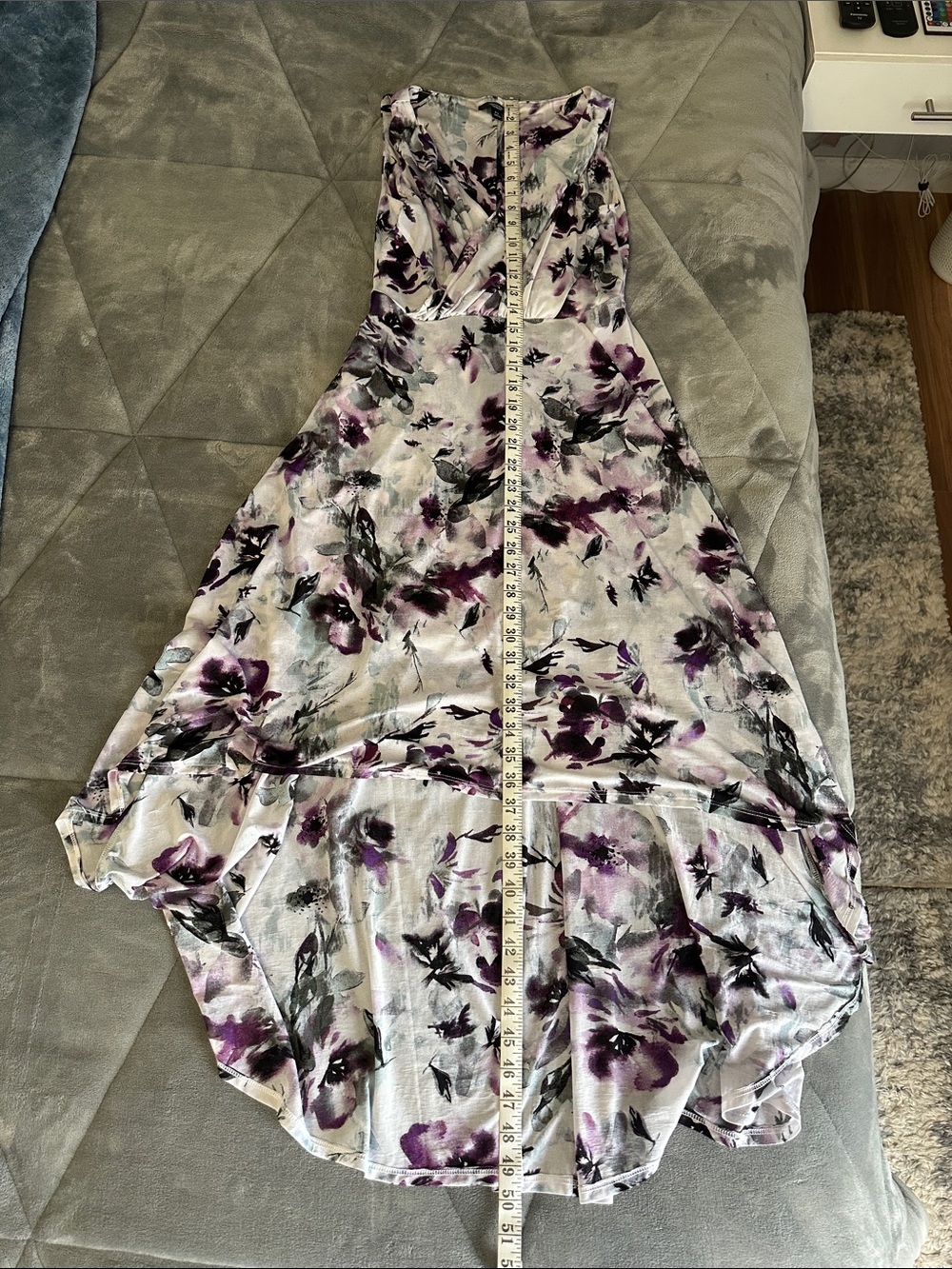 Simply Vera Vera Wang White Dress with Purple Floral High-Low Hem